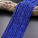 AAA Faceted Natural Blue Lapis Lazuli Rondelle Beads 4mm 15.5" Strand