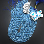Faceted Natural Blue Santa Maria Aquamarine Rondelle Beads 4mm Gemstone 15.5" Strand