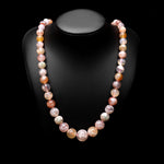 AAA Graduated Natural Cherry Blossom Flower Agate Round Beads 23" Long Finished Necklace Strand