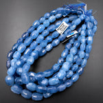 AAA Large Natural Santa Maria Aquamarine Graduated Faceted Barrel Drum Nugget Gemstone Beads 18" Strand