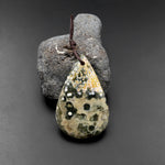 Natural Green Ocean Jasper Pendant Freeform Teardrop Shape Gemstone