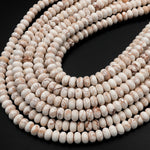 Rare Natural White Variscite 6mm and 8mm Rondelle Beads Real Genuine Gemstone 15.5" Strand