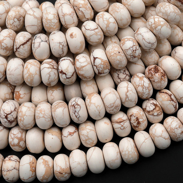 Rare Natural White Variscite 6mm and 8mm Rondelle Beads Real Genuine Gemstone 15.5" Strand