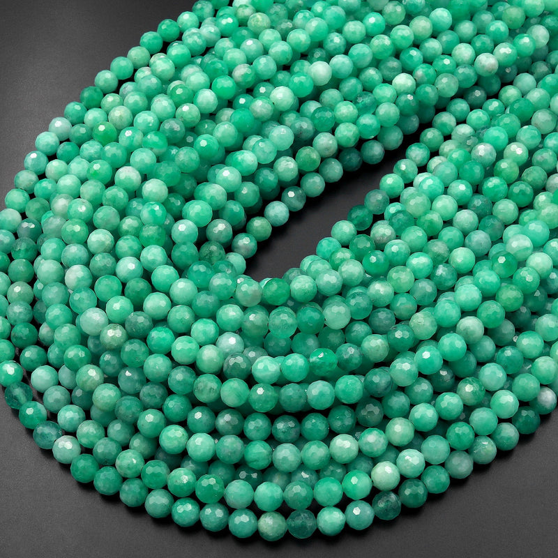 AAA Real Genuine Natural Green Emerald Gemstone Faceted 6mm 8mm Round Beads Gemstone From Columbia May Birthstone 15.5" Strand