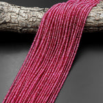 AAA Genuine Natural Burma Red Ruby Faceted Rondelle 3mm Beads Sparkling Real Genuine Gemstone 16" Strand