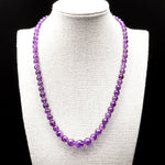 AAA Graduated Natural Purple Amethyst Smooth Round Beads 20" Long Finished Necklace Strand