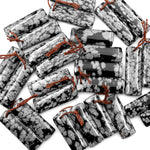 Drilled Natural Snowflake Obsidian Earring Pair Matched Rectangle Gemstone Cabochon Beads 30mm