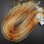 AAA Faceted Natural Golden Yellow Citrine Rondelle Beads 6mm 8mm Graduated Ombre Colors 15.5" Strand