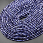 AAA Natural Blue Iolite Faceted 4mm Round Beads Genuine Real Multicolor Iolite Gemstone Beads 15.5" Strand