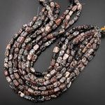 Natural Mexican Red Snowflake Obsidian Beads Freeform Long Rectangle Nuggets 15.5" Strand