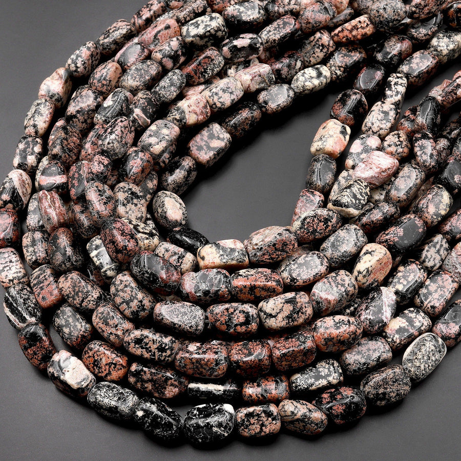 Natural Mexican Red Snowflake Obsidian Beads Freeform Long Rectangle Nuggets 15.5" Strand