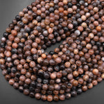 Natural Black Sunstone 6mm 8mm Round Beads 15.5" Strand