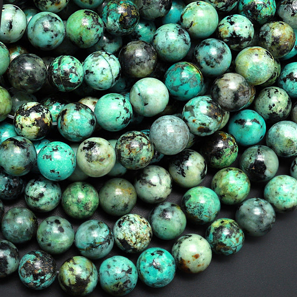 AA Natural African Turquoise 4mm 6mm 8mm Round Beads High Quality Natural Turquoise Gemstone Lots of Blues Greens 15.5" Strand