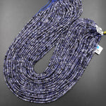 Natural Blue Iolite Faceted 3mm Round Gemstone Beads 15.5" Strand