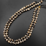 Tibetan Agate 8mm Round Beads Dzi Agate Brown Mala Antique Boho Beads 15.5" Strand