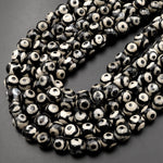 Tibetan Agate 8mm Round Beads Dzi Agate Eye Mala Antique Boho Beads 15.5" Strand