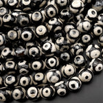 Tibetan Agate 8mm Round Beads Dzi Agate Eye Mala Antique Boho Beads 15.5" Strand