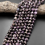 Tibetan Agate 10mm Round Beads Dzi Agate Maroon Purple Mala Antique Boho Beads 15.5" Strand