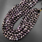 Tibetan Agate 10mm Round Beads Dzi Agate Maroon Purple Mala Antique Boho Beads 15.5" Strand