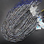 AAA Natural Blue Labradorite Micro Faceted 4mm Cube Dice Square Beads 15.5" Strand