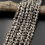 Tibetan Agate 10mm Round Beads Dzi Agate Grayish Brown Mala Antique Boho Beads 15.5" Strand