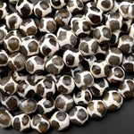 Tibetan Agate 10mm Round Beads Dzi Agate Grayish Brown Mala Antique Boho Beads 15.5" Strand