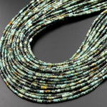 Natural African Turquoise 4x2mm Small Thin Smooth Spacer Tube Beads 15.5" Strand
