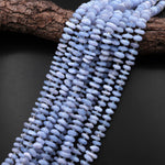 Natural Blue Lace Agate Chalcedony Freeform Rondelle Beads Gemstone 15.5" Strand