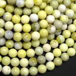 Natural Canary Yellow Jade Round Beads 8mm 15.5" Strand
