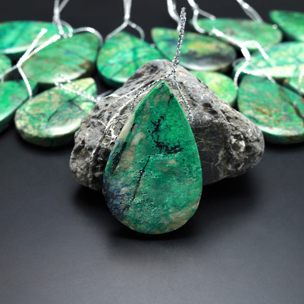 From the Old Arizona Copper Mine~ Natural Chrysocolla Teardrop Pendant