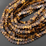 Natural Tiger's Eye Heart Beads Center Drilled Gemstone 15.5" Strand