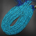 AAA Faceted Natural Blue Apatite 3mm Rondelle Beads Micro Diamond Cut Gemstone 15.5" Strand