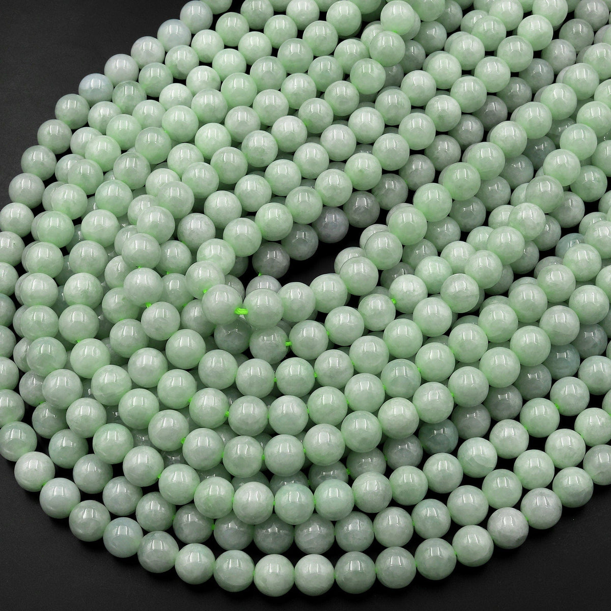 AAA Natural Burma Jade Beads 8mm Round Real Genuine Soft Green Jade Ge ...