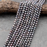 Faceted Pearls Stormy Gray Freshwater Pearl 7mm Round Shimmery Iridescent Beads 15.5" Strand