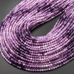 Faceted Natural Mauve Purple Lepidolite Micro Cut Round 3mm Beads 15.5" Strand