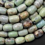 Seafoam Green Brown Aqua Terra Agate Drum Barrel Beads Aka Dragon Eye Agate 14" Strand