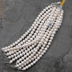 Large Hole Pearls Beads Genuine White Freshwater Pearl 8mm 9mm Round Big 2mm Hole 8" Strand