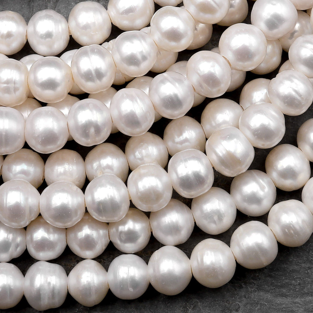 Large Hole Pearls Beads Genuine White Freshwater Pearl 8mm 9mm