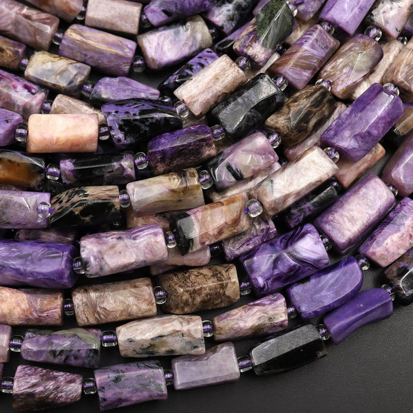 Natural Purple Charoite Tube Beads Gemstone 15.5" Strand