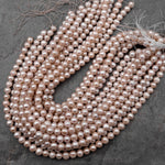 Genuine Freshwater Pearl 9mm 10mm Soft Powder Pink Round Shimmery Iridescent Classic Pearl 15.5" Strand