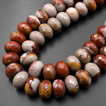 Large Faceted Natural Australian Noreena Jasper 14mm 18mm 20mm Rondelle Beads 15.5" Strand