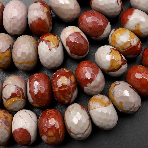 Large Faceted Natural Australian Noreena Jasper 14mm 18mm 20mm Rondelle Beads 15.5" Strand