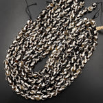 Tibetan Agate 10mm Round Beads Dzi Agate Brown Etched Line Ring Mala Antique Boho Beads 15.5" Strand