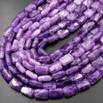 Natural Purple Amethyst Faceted Rectangle Cushion 12mm Beads 15.5" Strand