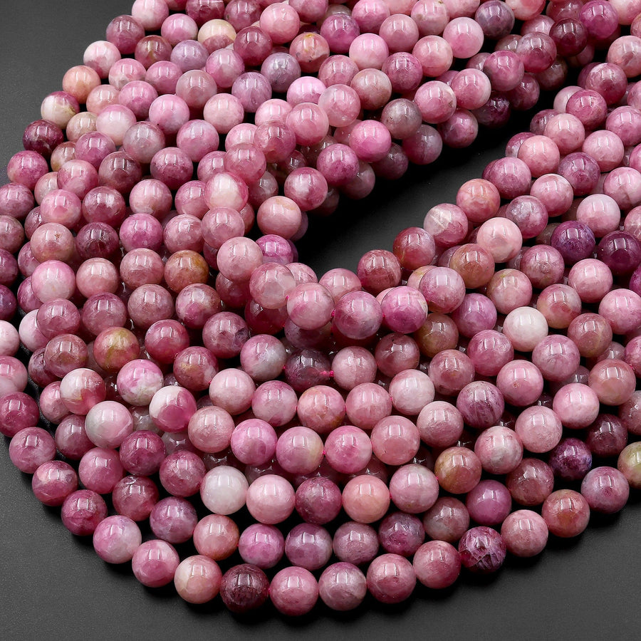 Rare Natural Pink Tourmaline Round Beads 6mm 8mm 10mm Real Genuine Gemstone 15.5" Strand
