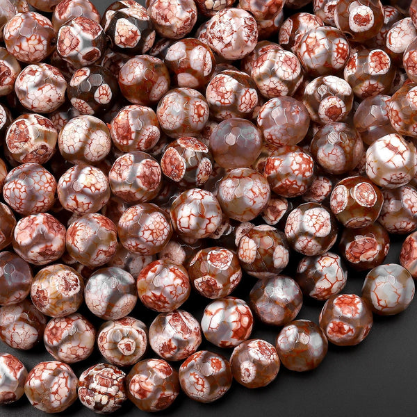 Tibetan Agate 10mm Round Beads Dzi Agate Rusty Red Mala Antique Boho Beads 15.5" Strand