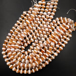 Tibetan Agate 10mm Round Beads Dzi Agate Peach Orange Etched Line Ring Mala Antique Boho Beads 15.5" Strand