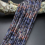 Rare Natural Sunstone Iolite Faceted 4mm Cube Beads 15.5" Strand
