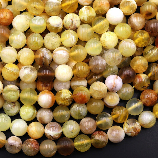 Natural African Yellow Opal Beads 6mm 8mm 10mm 15.5" Strand