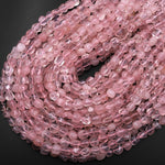 Natural Madagascar Mauve Pink Rose Quartz Freeform Pebble Nugget Beads 15.5" Strand